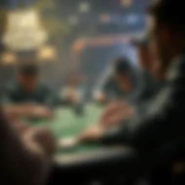 A thrilling moment at the poker table with intense focus and strategy