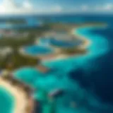 Aerial view of Bermuda showcasing its beautiful beaches and vibrant tourism atmosphere