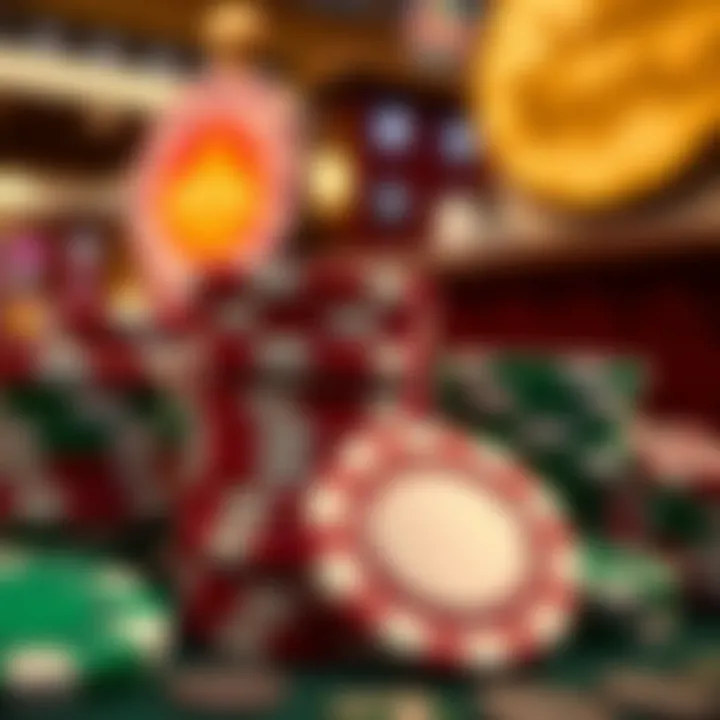Close-up of casino chips representing potential winnings