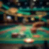 Craps table setup with colorful chips