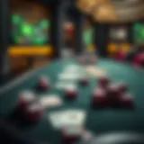 Omaha poker table setup with cards and chips