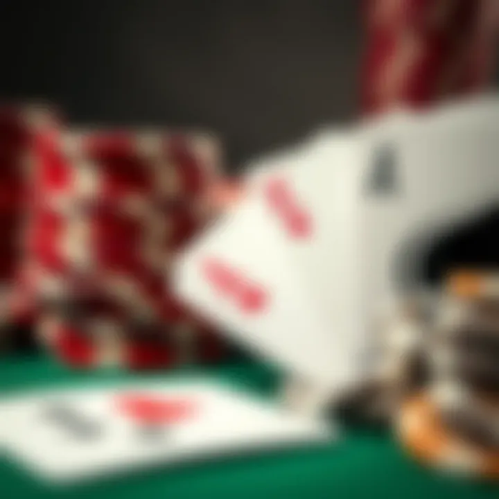 A close-up of poker chips and cards, symbolizing bankroll management techniques.