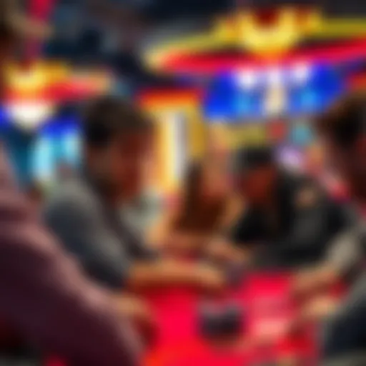 A vibrant scene of players at the WSOP final table, showcasing intense focus and strategy.