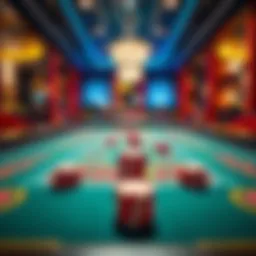 Craps table with vibrant layout and chips