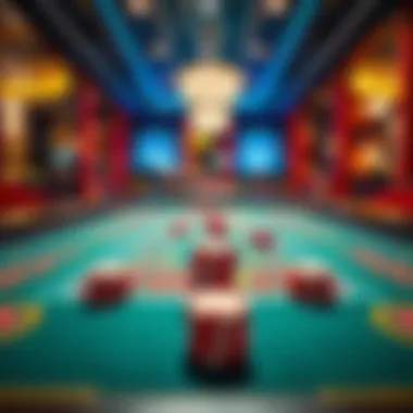 Craps table with vibrant layout and chips