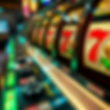 Close-up view of a slot machine displaying intricate patterns