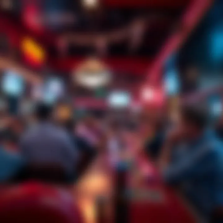 A vibrant sports bar filled with bettors engaging in discussions