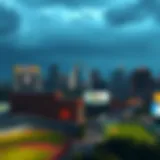 A panoramic view of St. Louis with iconic sports venues