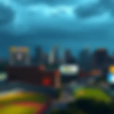 A panoramic view of St. Louis with iconic sports venues