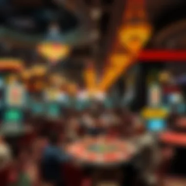 A bustling casino floor showcasing an active poker tournament