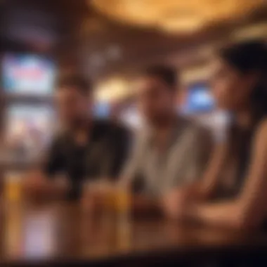 Group enjoying drinks at a lively bar