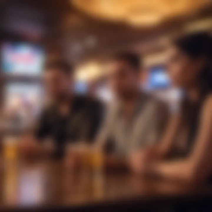 Group enjoying drinks at a lively bar