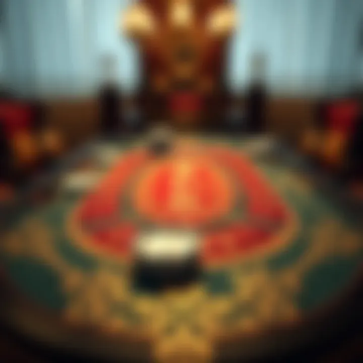 Intricate design of a Caribbean Stud Poker table