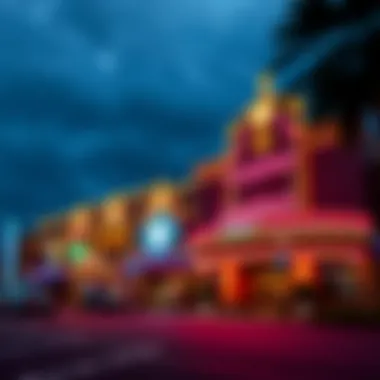 Vibrant casino exterior at night