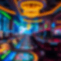Vibrant casino floor with gaming tables