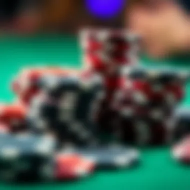 A close-up shot of poker chips stacked, representing potential winning