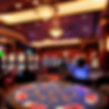 Interior gaming area filled with slot machines and card tables