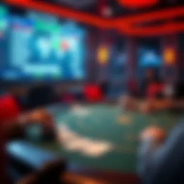 Poker table with strategic elements highlighted