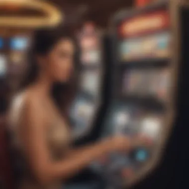 Player engaging with a free slot machine in a casino