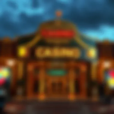 An inviting casino entrance with a welcoming atmosphere and signage