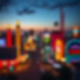 A panoramic view of Amarillo's casino scene showcasing vibrant lights and architecture