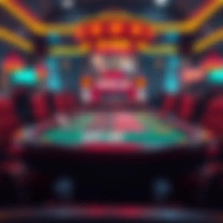 A digital poker table with vibrant graphics highlighting mobile gameplay