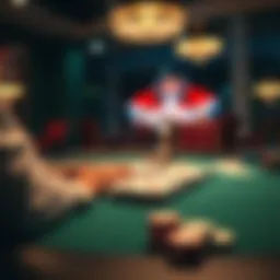 Virtual poker table with chips and cards