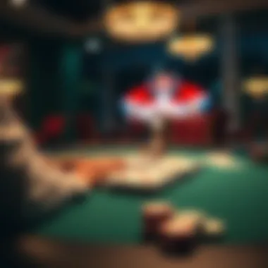 Virtual poker table with chips and cards