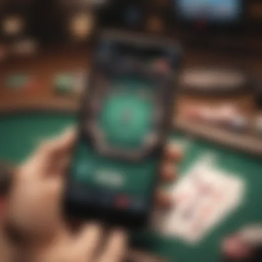 Smartphone displaying poker game interface