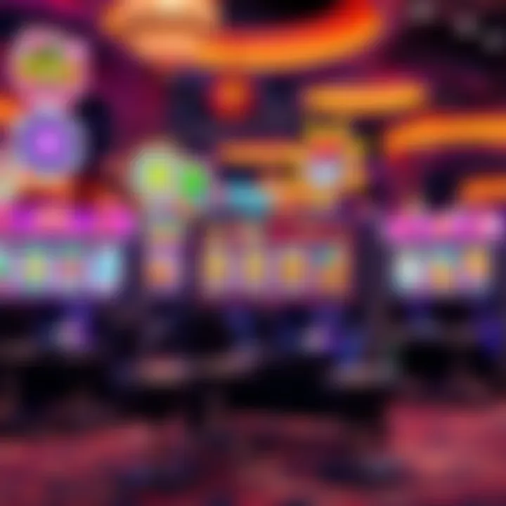 Innovative Designs in Push Gaming Slots A captivating display of vibrant Push Gaming slot machines showcasing innovative designs.