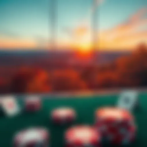 A picturesque view of New Hampshire's landscape with poker elements