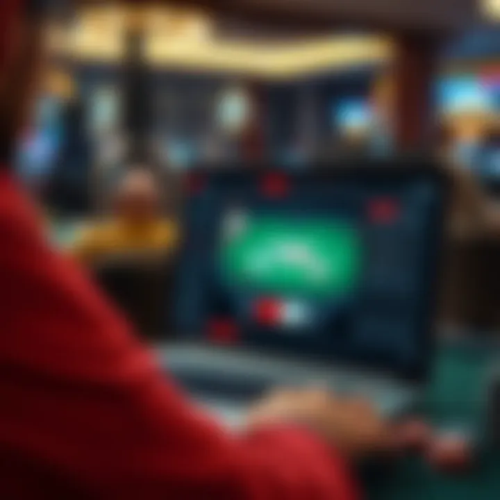 A user navigating an online poker platform on a laptop