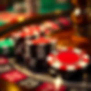 A close-up view of roulette chips highlighting various denominations