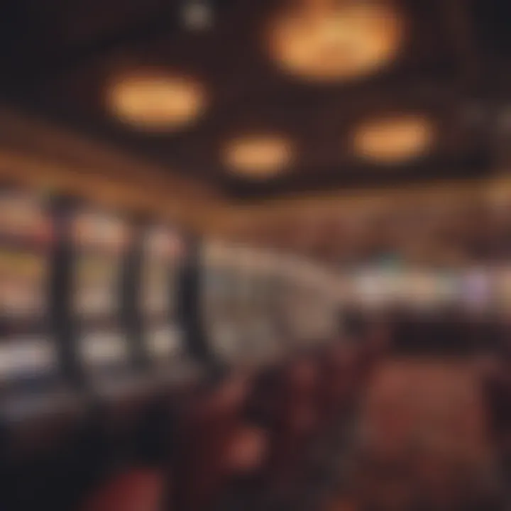 Interior shot of gaming area filled with vibrant slot machines