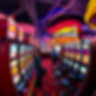 A vibrant Las Vegas casino floor bustling with slot machines.