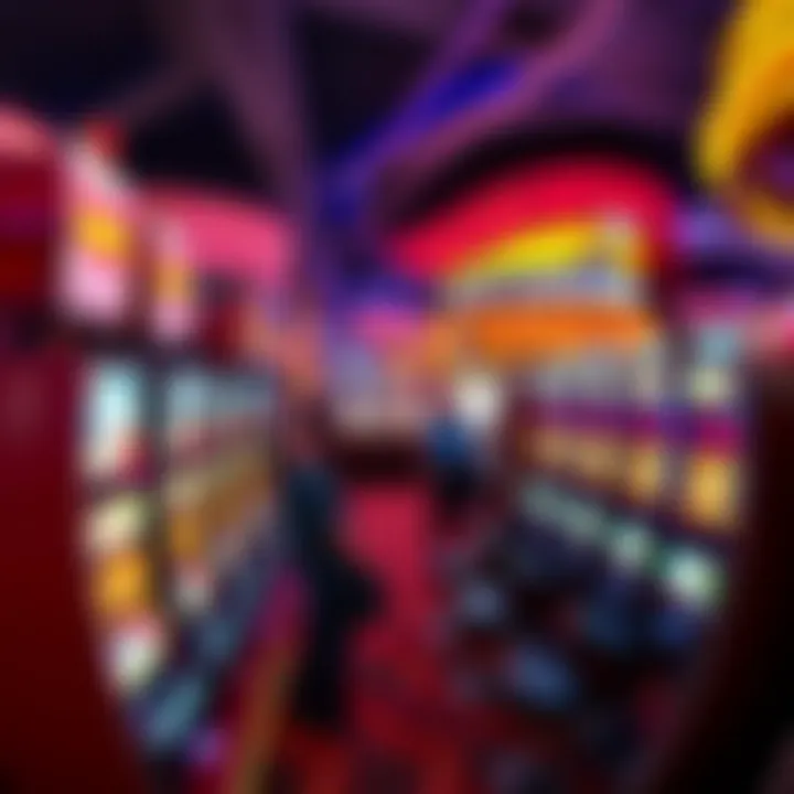 A vibrant Las Vegas casino floor bustling with slot machines.