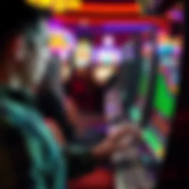 A player engaging with a slot machine, showcasing strategy and focus