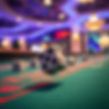 Close-up of dice being thrown on a craps table