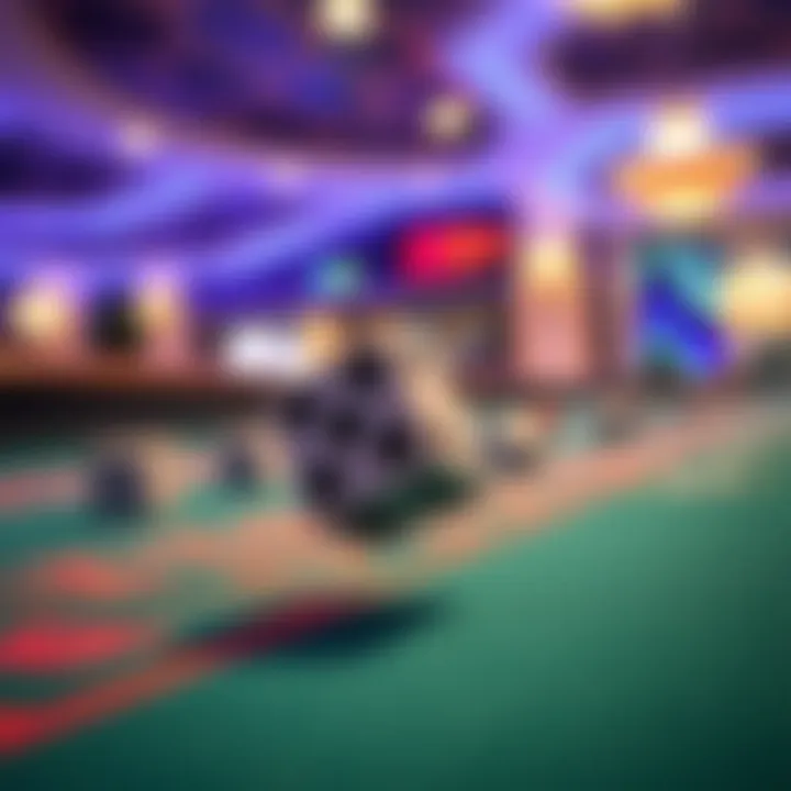 Close-up of dice being thrown on a craps table