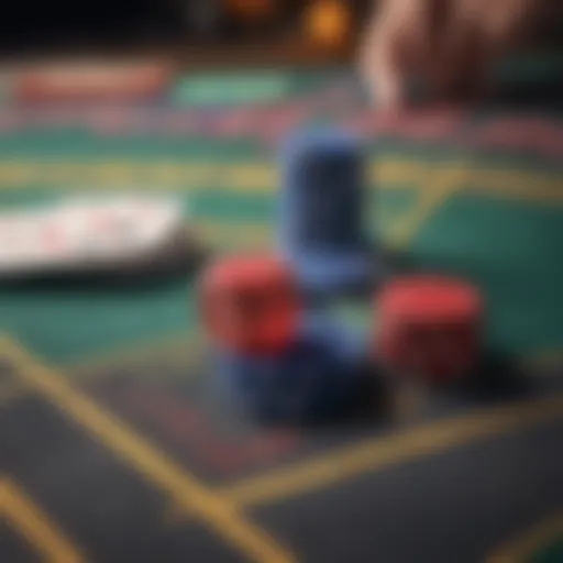 An array of casino chips and cards on a vibrant felt table