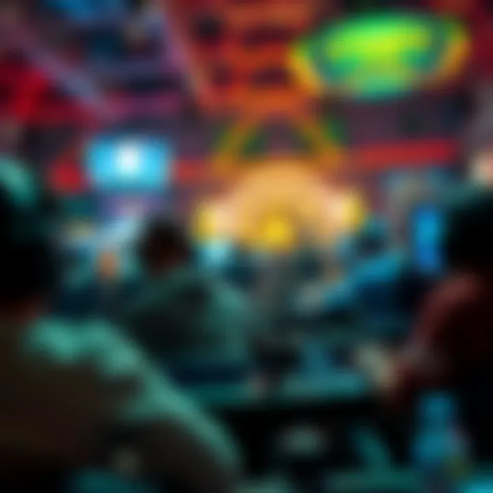 An overview of a competitive gaming tournament environment with players focused.