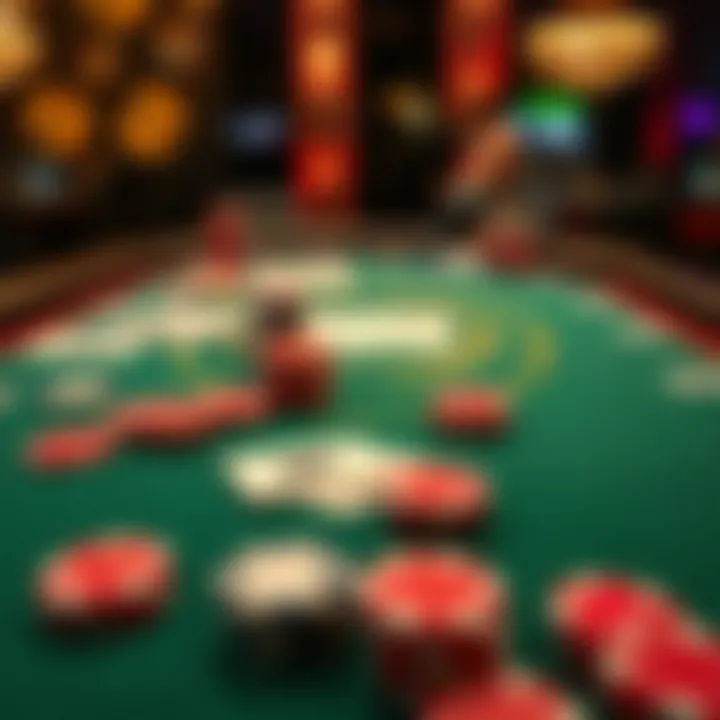 A vibrant online poker table with cards and chips