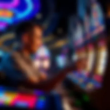 Player engaged with a slot machine, showcasing strategy