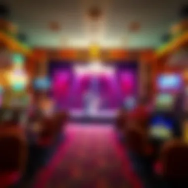 A lively entertainment stage featuring a band in a casino