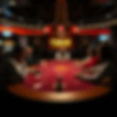 A gaming table with players engaging in a round of poker