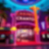 A vibrant casino entrance showcasing neon lights and excitement