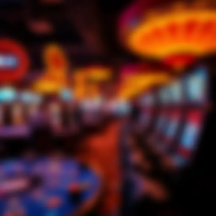 Vibrant casino floor with gaming tables and slot machines