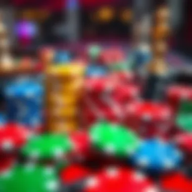 An array of colorful roulette chips, symbolizing different betting strategies and choices.