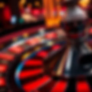 A classic roulette wheel in motion with a close-up of the ball and numbers