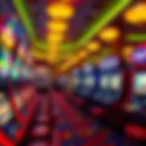 A vibrant gaming floor showcasing various slot machines